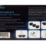 The back of a Sound Oasis Just Darkness Glo Panels box, showing product information, instructions, and a barcode on a black background.