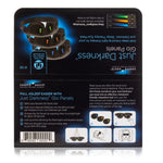 The retail packaging box for the Just Darkness Glo Panels by Sound Oasis, featuring a black background with blue and white text, product diagrams, and a barcode.