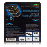 The retail packaging box for the Just Darkness Glo Panels by Sound Oasis, featuring a black background with blue and white text, product diagrams, and a barcode.